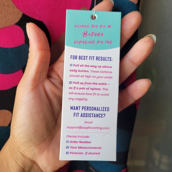 Pop Fit Hot Pink Blue Camo Leggings Pockets NWT Medium High Rise 12" in Stretch - Picture 4 of 9